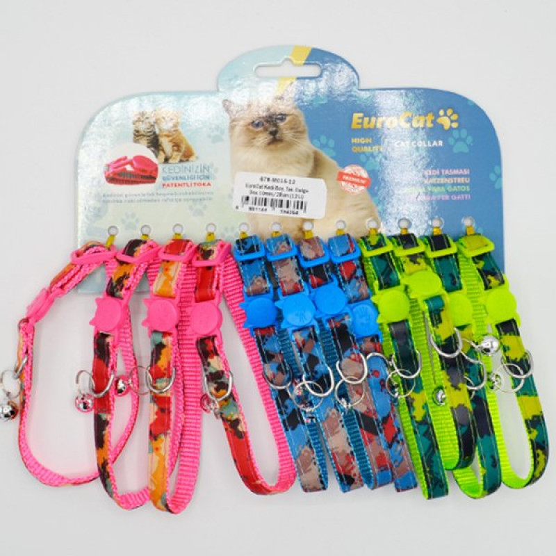 Eurocat 10mm/28 Cm Dalga Desenli Tasma (12 Adet) | Kedi Boyun Tasması Eurocat 10mm/28 Cm Dalga Desenli Tasma (12 Adet) | Kedi Boyun Tasması