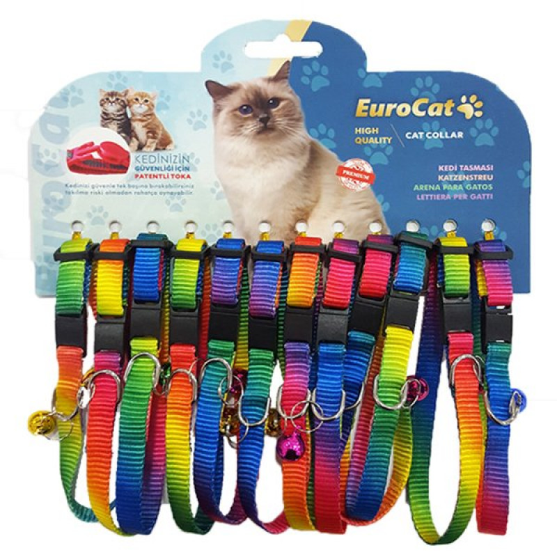 Eurocat 10mm/28 Cm Gökkuşağı Tasma (12 Adet) | Kedi Boyun Tasması Eurocat 10mm/28 Cm Gökkuşağı Tasma (12 Adet) | Kedi Boyun Tasması