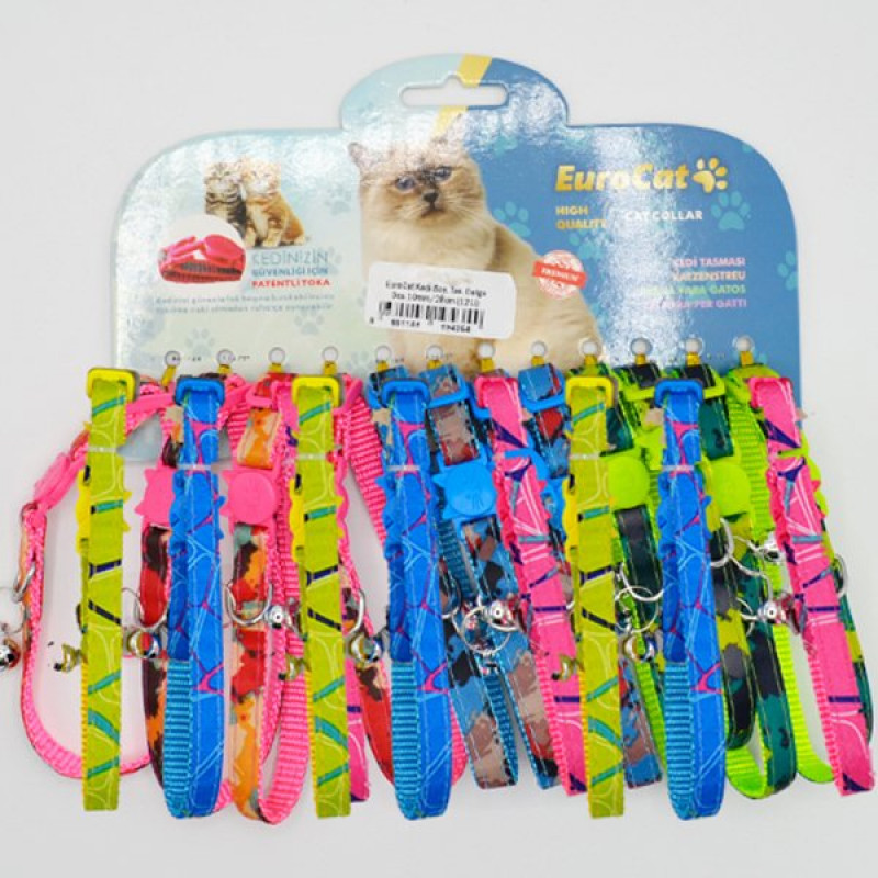 Eurocat 10mm-28 Cm Karışık Renkli Tasma (12 Adet) | Kedi Boyun Tasması Eurocat 10mm-28 Cm Karışık Renkli Tasma (12 Adet) | Kedi Boyun Tasması