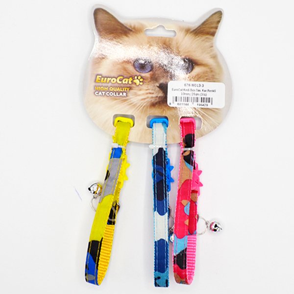 Eurocat 10mm/28 Cm Karışık Renkli Tasma (3 Adet) | Kedi Boyun Tasması