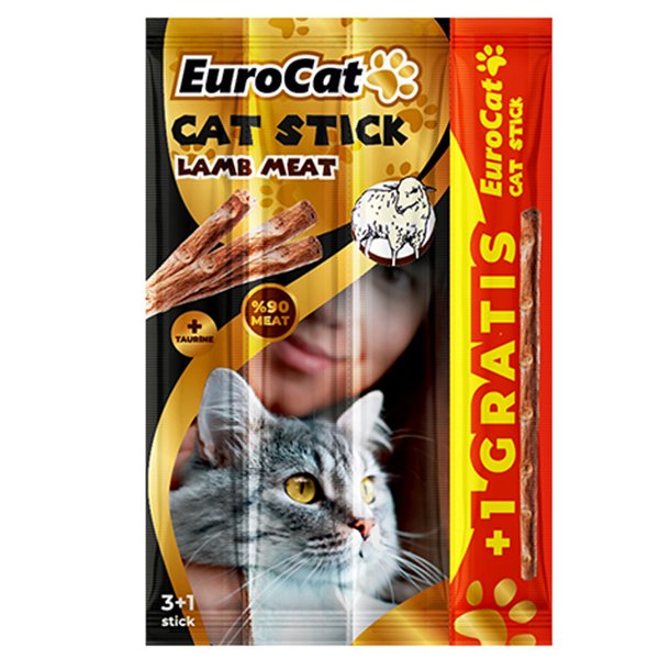 Eurocat 20 Gr Kuzu Etli Ödül Maması 4 Adet (4x5gr) | Stick Kedi Ödül Maması