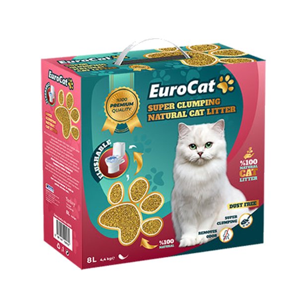 Eurocat 8 Lt Topaklanan Doğal Kum | Doğal Kedi Kumu