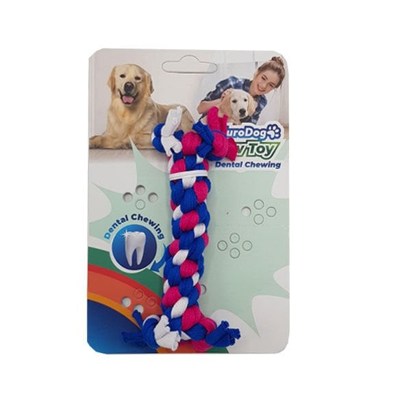 Euro Dog 10 Cm Diş Kaşıma İpi Beyaz Kırmızı Mavi | Köpek Çiğneme