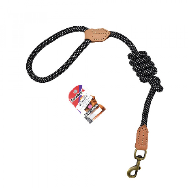 Euro Dog 120 Cm 14 Mm Uzatma Reflektörlü  Siyah | Köpek Gezdirme Tasması