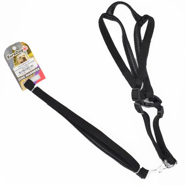 Euro Dog 120 Cm Uzatma Tasması + Göğüs Tasması Siyah | Köpek Gezdirme Tasması