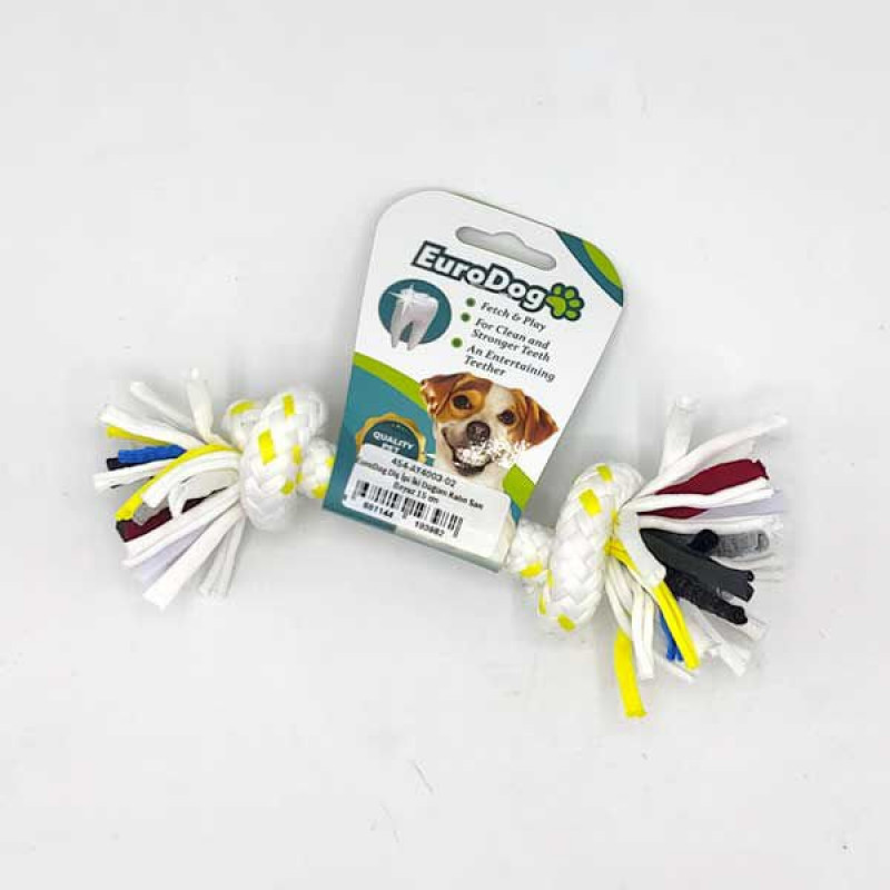 Euro Dog 15 Cm İki Düğümlü Kalın Beyaz Sarı | Köpek Çiğneme Euro Dog 15 Cm İki Düğümlü Kalın Beyaz Sarı | Köpek Çiğneme