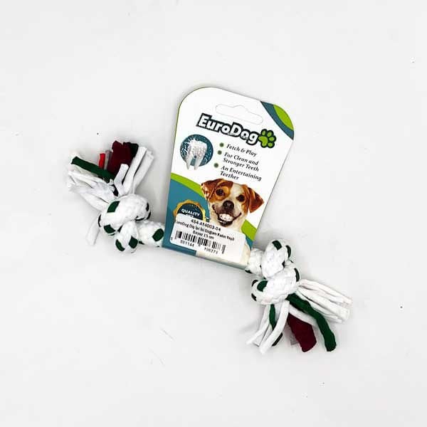 Euro Dog 15 Cm İki Düğümlü Kalın Beyaz Yeşil | Köpek Çiğneme