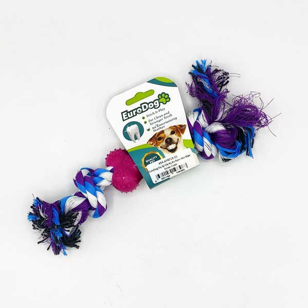 Euro Dog 15 Cm Kemik Şekilli Diş Kaşıma İpi Beyaz Kırmızı Mavi Mor | Köpek Ağız Ve Diş Bakım Ürünü
