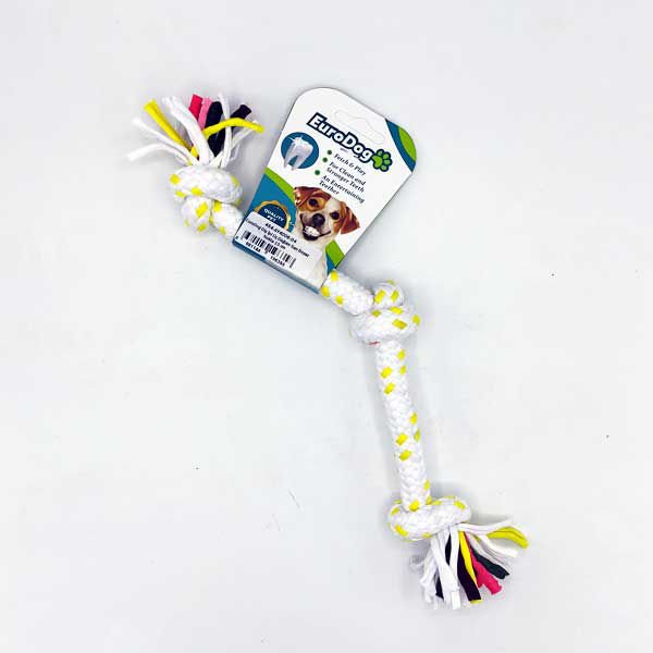 Euro Dog 15 Cm Üç Düğümlü Diş Kaşıma İpi Beyaz Sarı | Köpek Ağız Ve Diş Bakım Ürünü