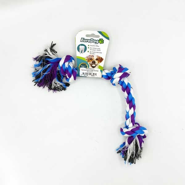 Euro Dog 30 Cm Üç Düğümlü Diş Kaşıma İpi Beyaz Mavi Mor | Köpek Çiğneme