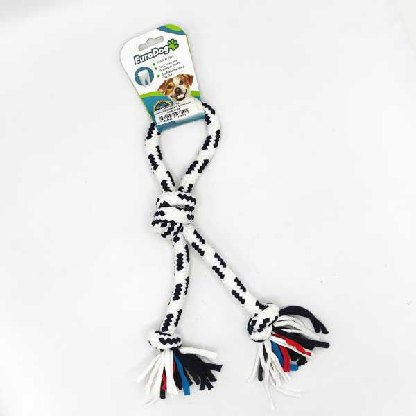 Euro Dog 30 Cm Üç Düğümlü Halka Şeklinde Diş Kaşıma İpi Beyaz Siyah | Köpek Ağız Ve Diş Bakım Ürünü