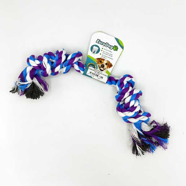 Euro Dog 35 Cm İki Düğümlü Kalın Beyaz Mavi Mor | Köpek Diş İpi