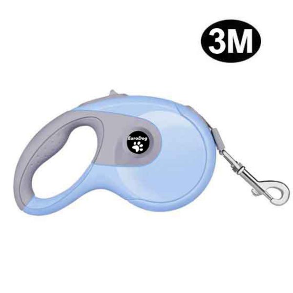 Euro Dog 3M Otomatik Gezdirme Mavi Gri | Köpek Gezdirme Tasması