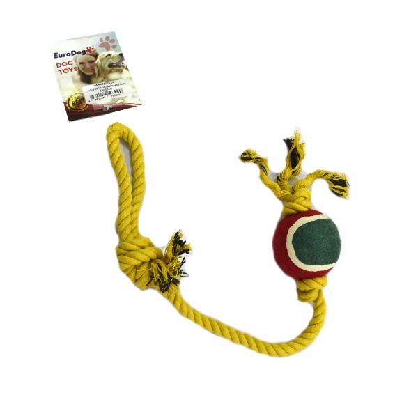 Euro Dog 52 Cm 3 Düğümlü Tenis Toplu Diş İpi Sarı | Köpek Çiğneme