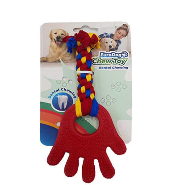 Euro Dog Plus 17.5 Cm El Şekilli Sarı Kırmızı Mavi | Köpek Diş İpi