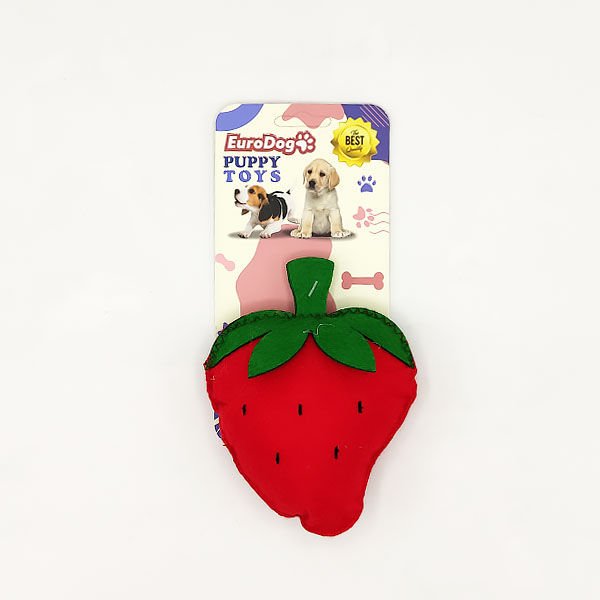 Euro Dog Puppy Peluş Çilek Kırmızı Yeşil | Kumaş Ve Peluş Köpek Oyuncağı