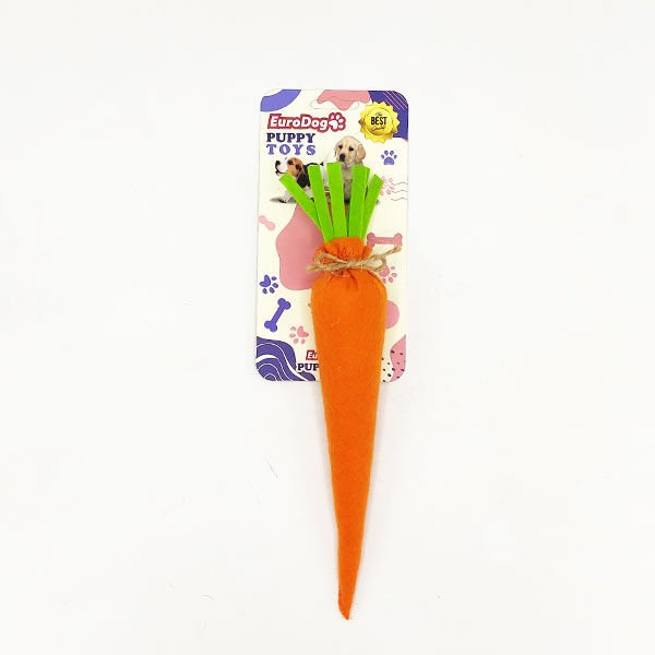 Euro Dog Puppy Peluş Havuç Turuncu Yeşil | Kumaş Ve Peluş Köpek Oyuncağı