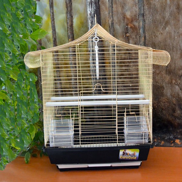 Euro Gold 31x42x45 Cm Telli Üçgen Çatılı Pirinç Kafesi | Kuş Kafesi