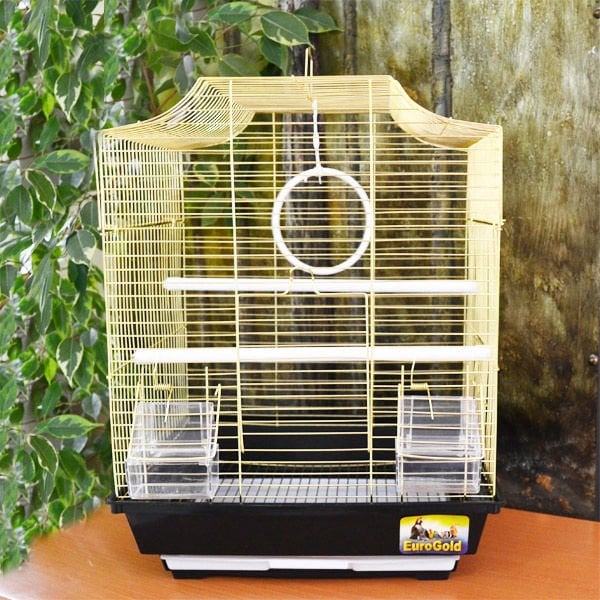Euro Gold 34,5x28x45,5 Cm Yayvan Tepe Düz Çatı Pirinç Kafes | Kuş Kafesi