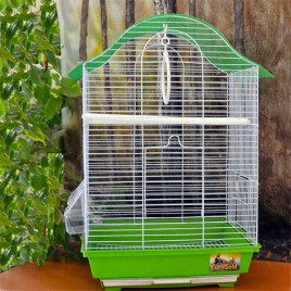 34.5x28x54.5 Cm Telli Oval Kafes Yeşil | Kuş Suluğu