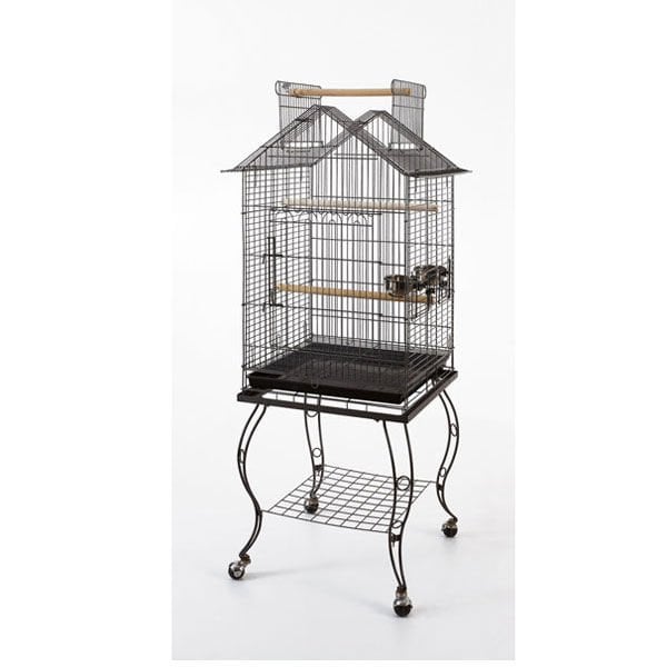 Euro Gold 51x51x139 Cm Sehpalı Üçgen Pirinç Kafes | Kuş Kafesi