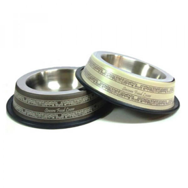 EuroGold 64 Oz İşleme Desenli Mama Kabı 17 Cm | Metal Mama Ve Su Kabı