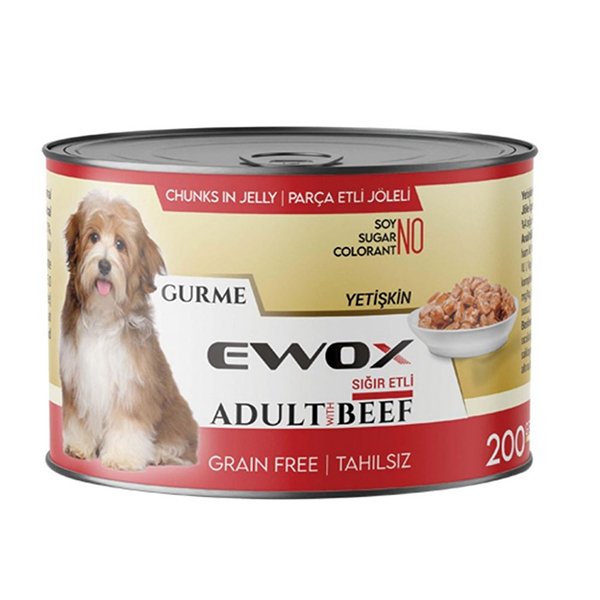 Ewox 200 Gr Gurme Sığır Etli Parça Etli Tahılsız Yetişkin | Yetişkin Köpek Konserve Maması
