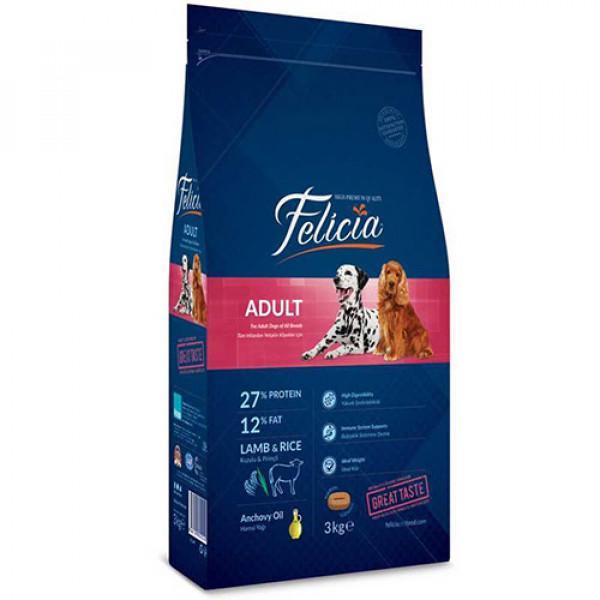 Felicia 15 Kg Az Tahıllı Kuzulu Yetişkin Köpek Maması | Yetişkin Köpek Kuru Maması