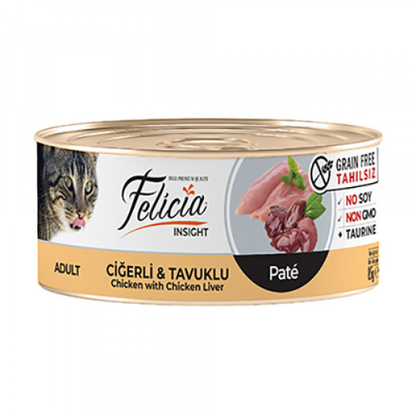 Felicia 85 Gr Tahılsız Kıyılmış Ciğerli & Tavuklu | Tahılsız Kedi Yaş Maması