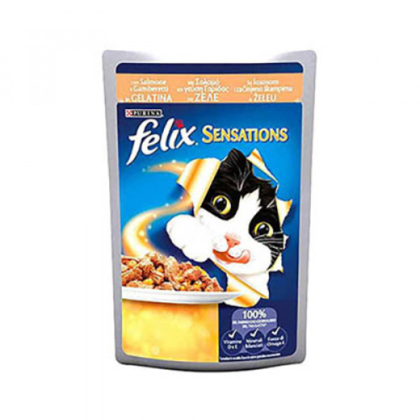 Felix 12 Adet Sensations Somonlu & Karidesli 100 Gr | Balıklı Yaş Kedi Maması