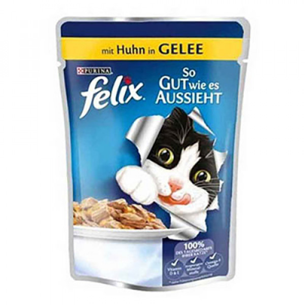 Felix 12 Adet Tavuklu Yetişkin Kedi Konservesi Pouch 100 Gr | Yetişkin Kedi Maması