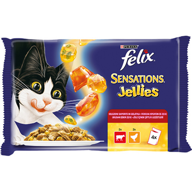 Felix 4 Adet Sensations Sığır - Domates & Tavuk - Havuç 100 Gr | Sığır Etli Yaş Kedi Maması Felix 4 Adet Sensations Sığır - Domates & Tavuk - Havuç 100 Gr | Sığır Etli Yaş Kedi Maması