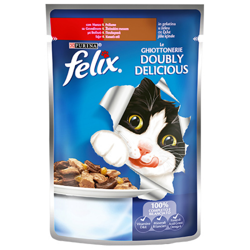 Felix 6 Adet Yetişkin Sığır Etli & Kanatlı Etli 100 Gr | Yetişkin Kedi Maması Felix 6 Adet Yetişkin Sığır Etli & Kanatlı Etli 100 Gr | Yetişkin Kedi Maması