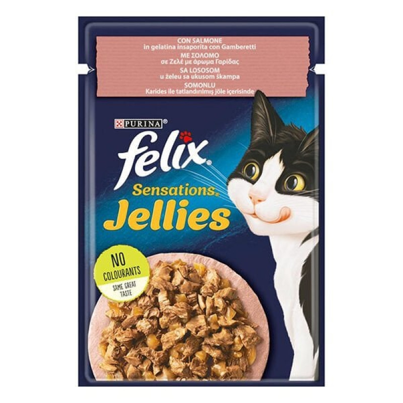 Felix 85 Gr Sensations Jellies Karides ve Somon | Balıklı Yaş Kedi Maması Felix 85 Gr Sensations Jellies Karides ve Somon | Balıklı Yaş Kedi Maması
