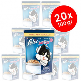 Felix Junior 20 Adet Tavuk Etli Yavru 100 Gr | Yavru Kedi Maması
