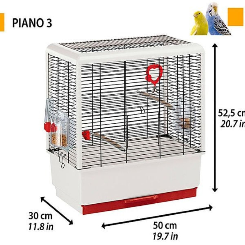 Ferplast 50x30x52.5 Cm Piano 3 Kanarya ve Finch Kafesi | Kuş Kafesi