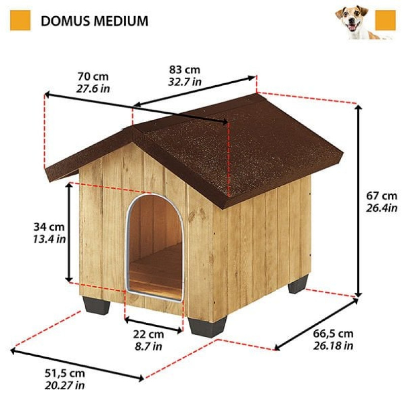 Ferplast M Domus Canile Kulübe 70x83x67 Cm | Ahşap Köpek Kulubesi