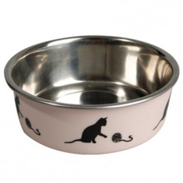 11 cm Bella Mama Ve Su Kabı Pembe Desenli | Metal Mama Ve Su Kabı 11 cm Bella Mama Ve Su Kabı Pembe Desenli | Metal Mama Ve Su Kabı