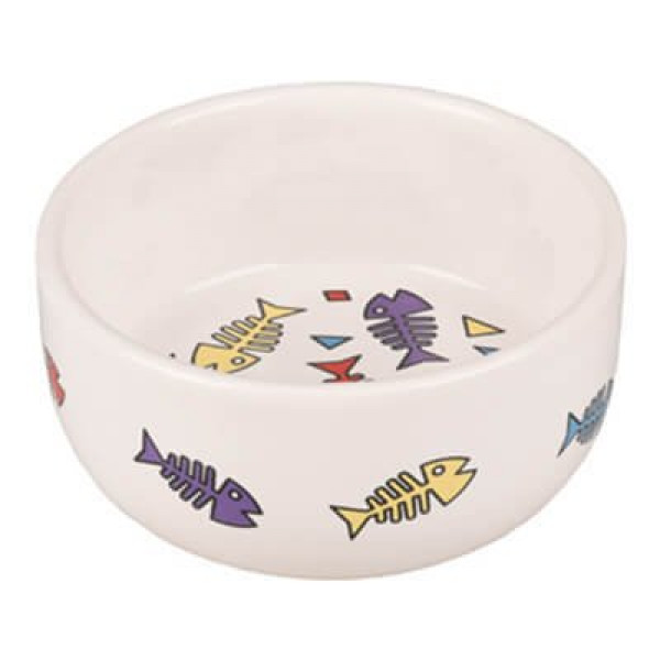 Flamingo 11x4.5 cm Balık Desenli Porselen Mama Kabı | Seramik Mama Ve Su Kabı