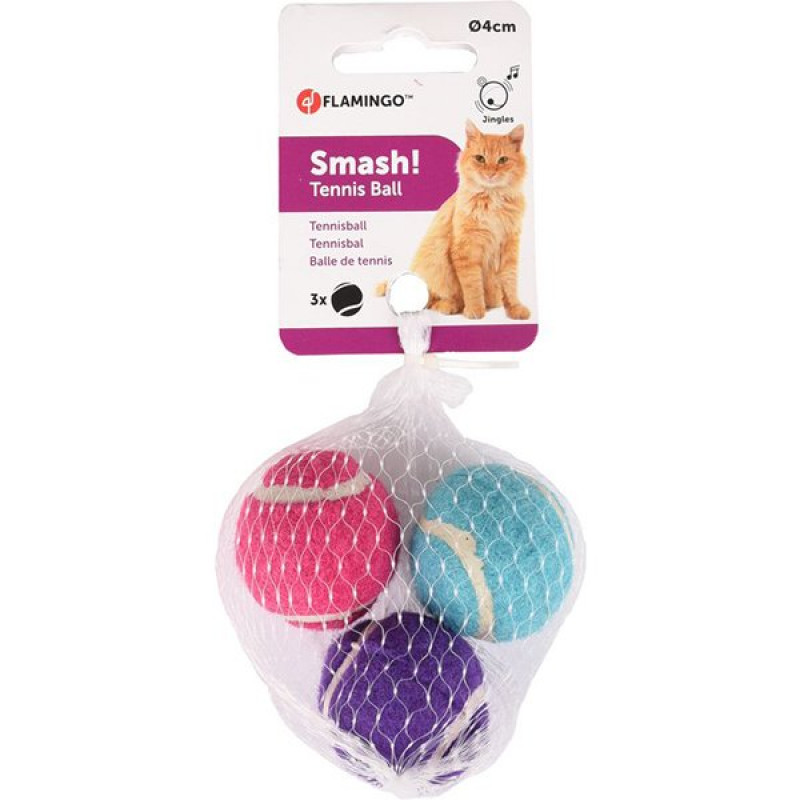 Flamingo 4 Cm Renkli Tenis Topu | Kedi Top Oyuncak