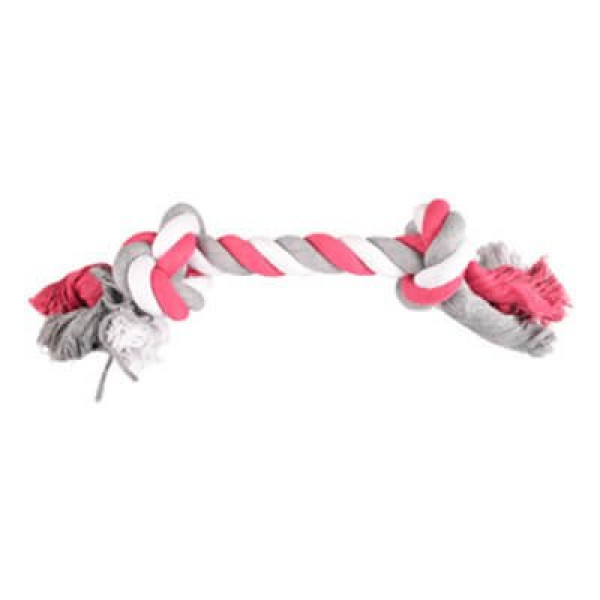 Flamingo 40 cm 2 Düğümlü Pembe Gri İp Oyuncak Xl | Köpek Diş İpi