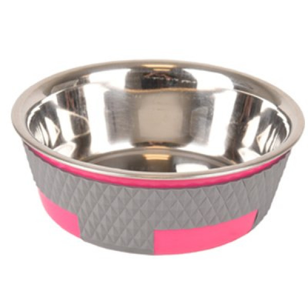 Flamingo 400 Ml Trimond Desenli Mama Ve Su Kabı Gri | Metal Mama Ve Su Kabı