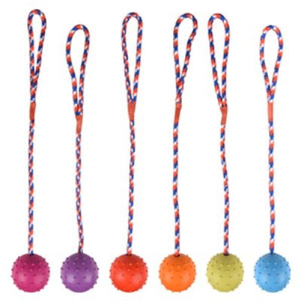 Flamingo 5.5 cm Renkli İpli Kauçuk Top Oyuncak | Köpek Top Oyuncak