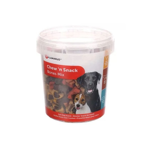 Flamingo 500 Gr Chew'n Snack Bones Mix Tavuk Biftek ve Balık | Köpek Bisküvi Ve Şerit Ödül Maması