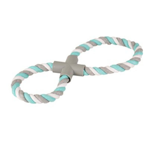 Flamingo 8 Şekilli Kumaş İp Yeşil Beyaz Oyuncak | Köpek Diş İpi