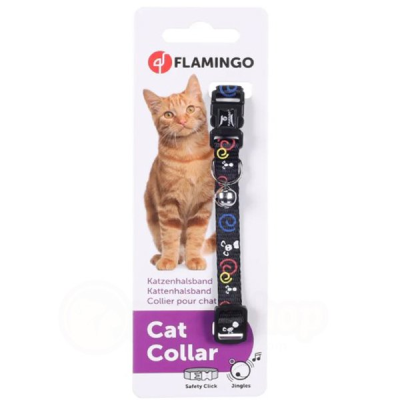 Flamingo Fare Desenli Boyun Tasması Siyah | Kedi Boyun Tasması Flamingo Fare Desenli Boyun Tasması Siyah | Kedi Boyun Tasması