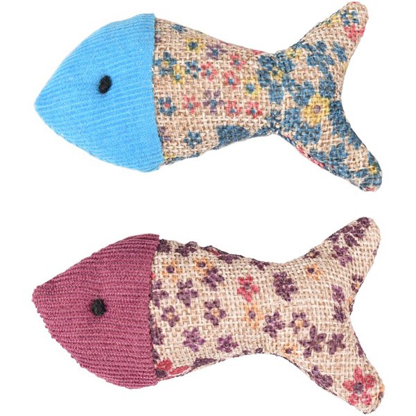 Flamingo Marly Balık Oyuncak Mavi-Mor 2li | Kedi Otlu Oyuncak