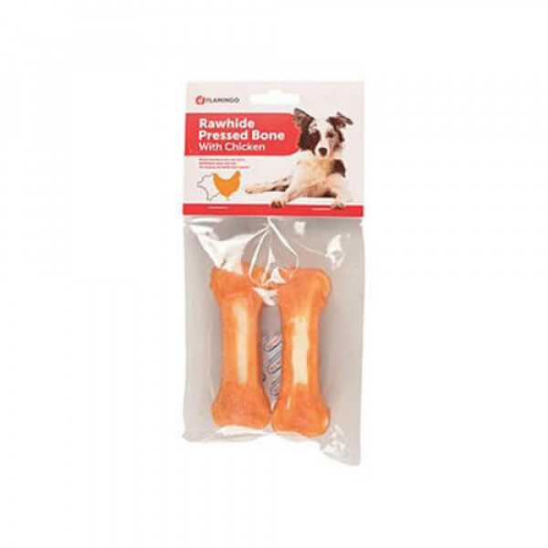 Flamingo S Rawhide Pressed Bone with Chicken 120 Gr | Düğümlü Köpek Çiğneme Kemiği