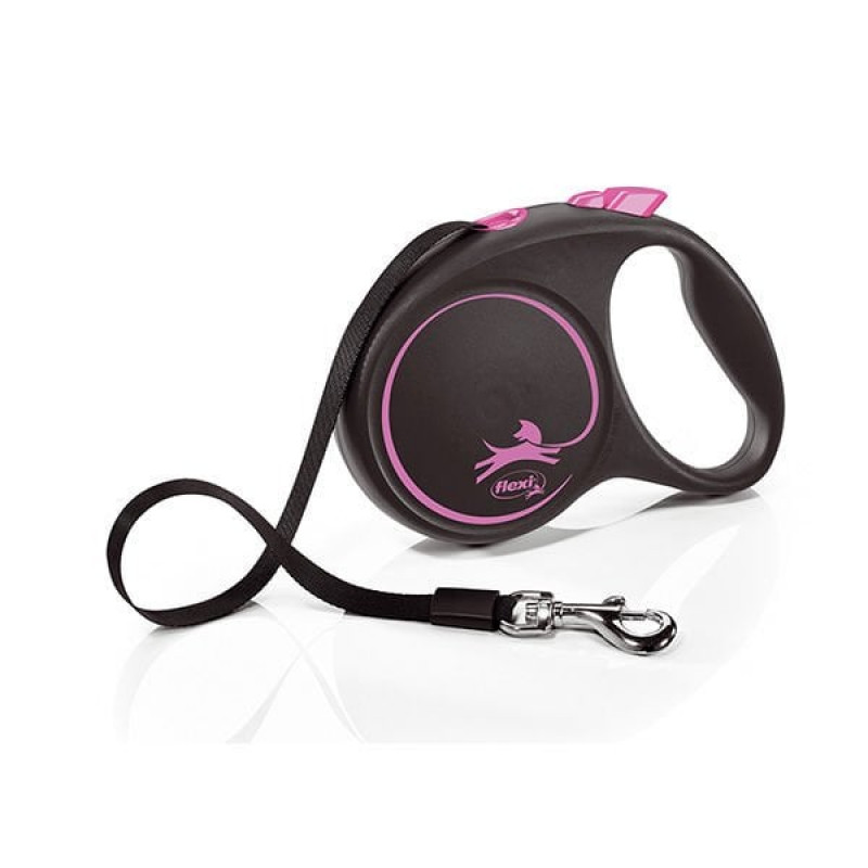 Flexi 5 Mt L Black Design Şerit Otomatik Gezdirme Pembe Siyah | Otomatik Köpek Tasması Flexi 5 Mt L Black Design Şerit Otomatik Gezdirme Pembe Siyah | Otomatik Köpek Tasması