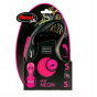 Flexi 5 Mt S Neon Reflektörlü Şerit Otomatik Gezdirme Pembe | Otomatik Köpek Tasması